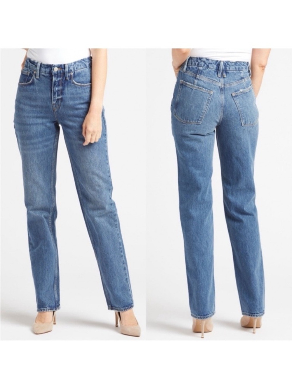 Good American Good 90's Icon High Rise Straight Leg Jeans in Blue 952